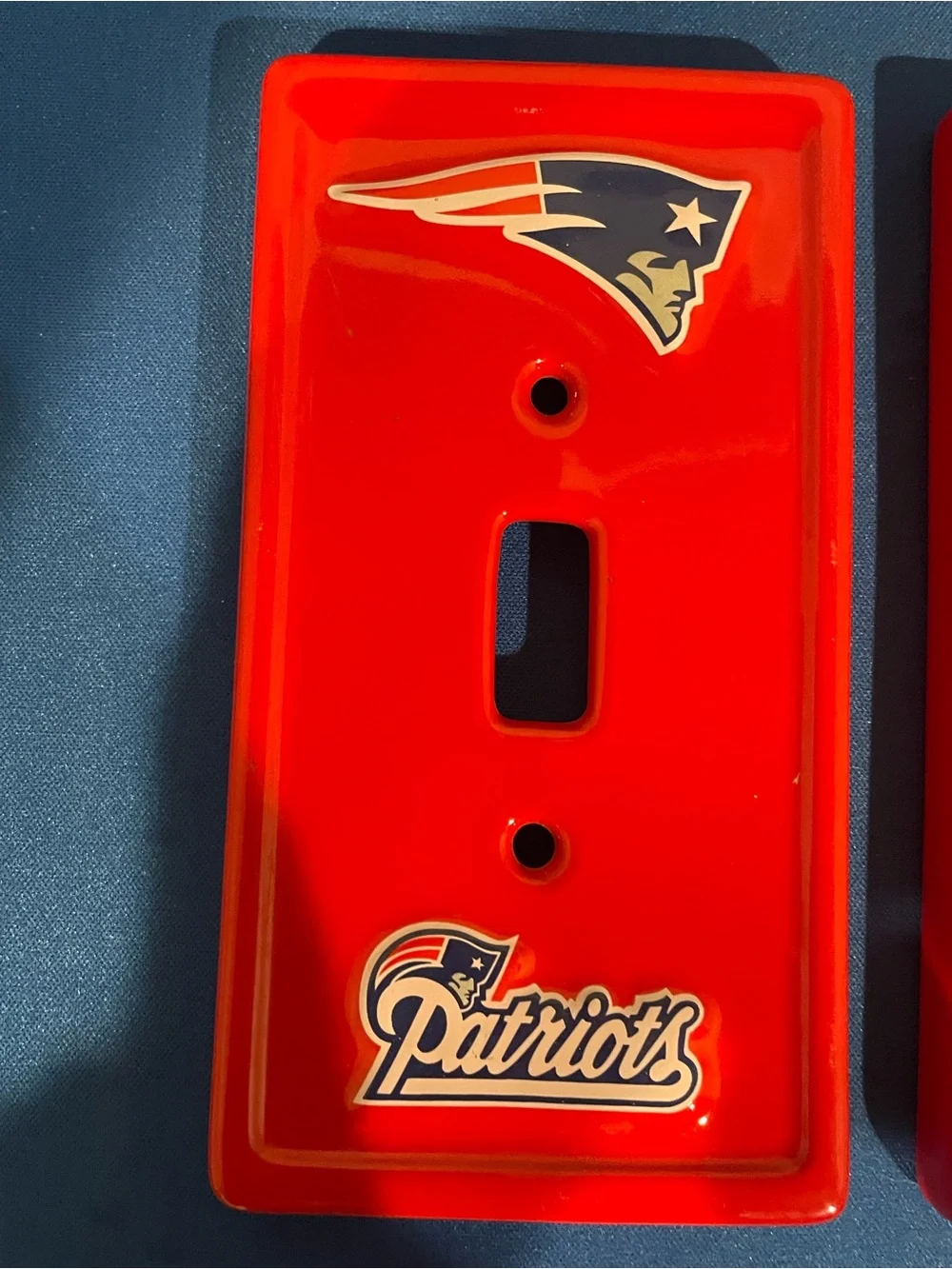 Ceramic New England Patriots Red Light Switch Plate Covers - Set of 2